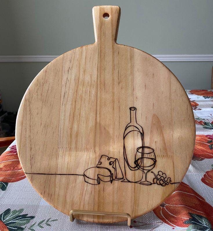 Round Wine & Cheese Engraved Serving Board