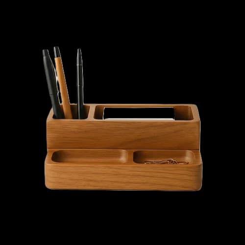 Bamboo Desk Organizer With Pen Holder