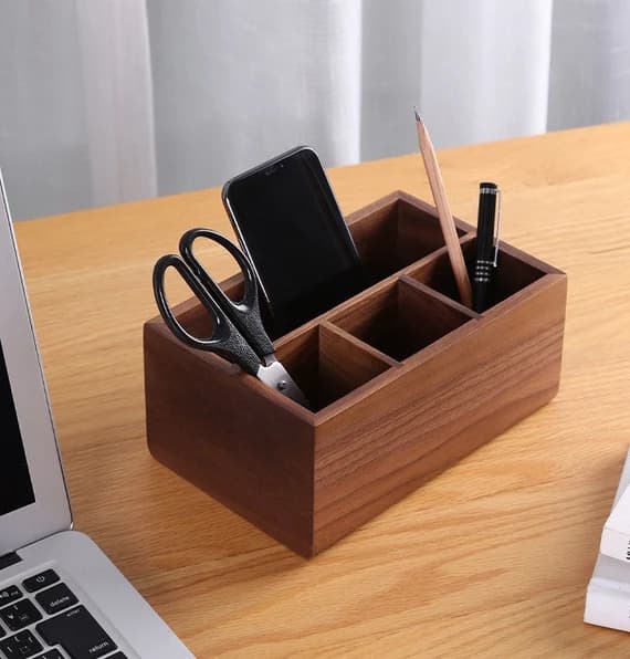 Wooden Multi Compartment Desk Organizer