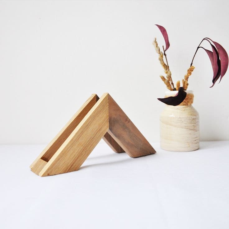 Triangular Wooden Napkin Stand