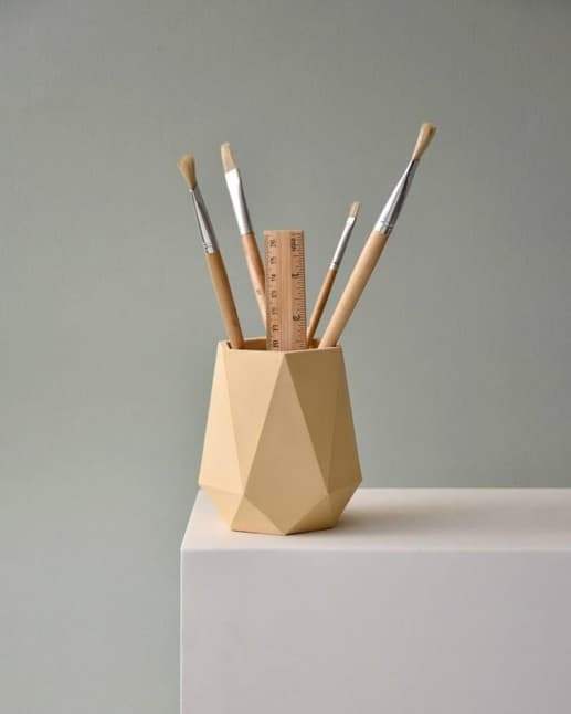 Faceted Geometric Polyhedron Pen Cup