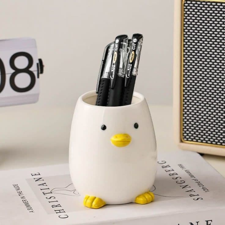 Chick Figurine Ceramic Pen Cup