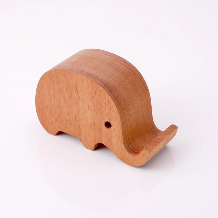 Minimal Wooden Elephant Phone Stand