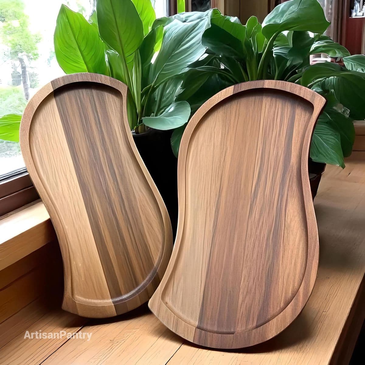 Hourglass Curved Walnut Serving Tray