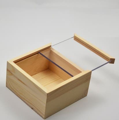 Natural Pine Open Box with Acrylic Slide Lid