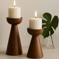 Minimal Wooden Candle Holder Set