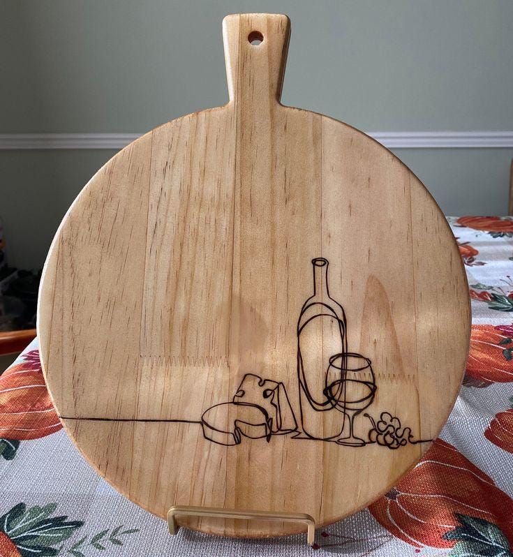 Round Wine & Cheese Engraved Serving Board