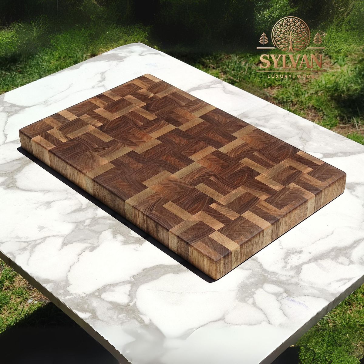 End-Grain Checkerboard Butcher Block Board