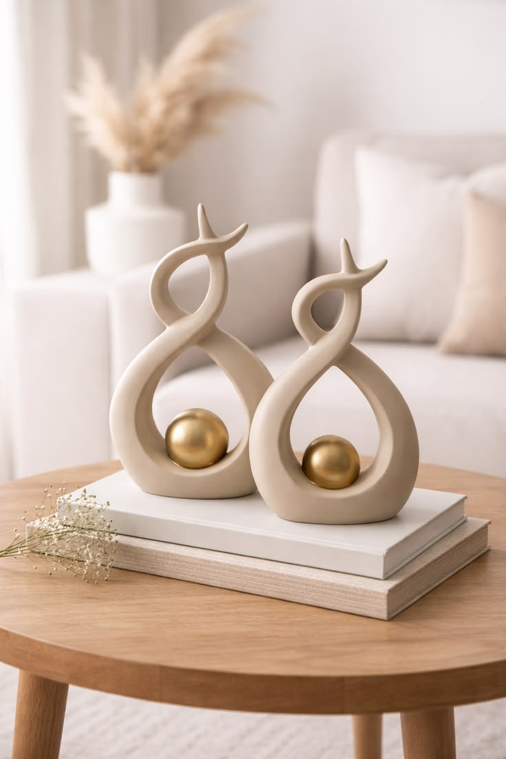Infinity Loop Cream & Gold Sculpture Set