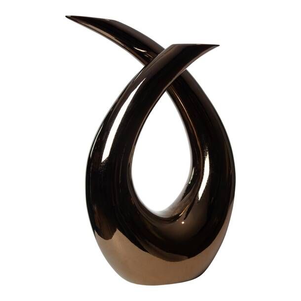 Dark Bronze Abstract Flame Ceramic Sculpture
