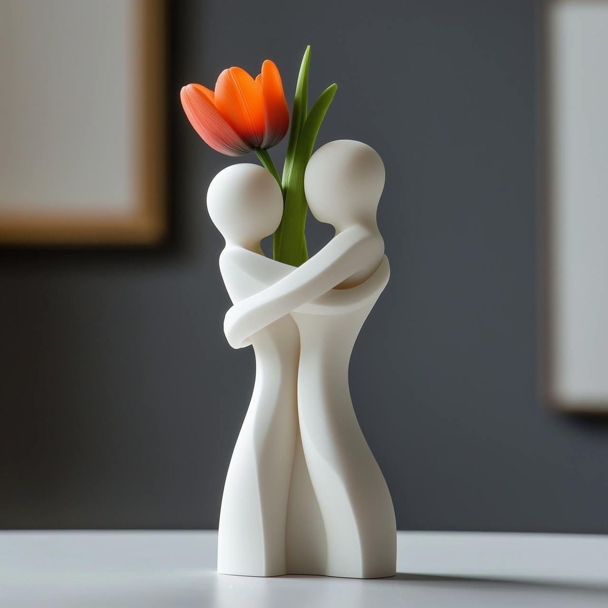 Embracing Couple Figurine Vase