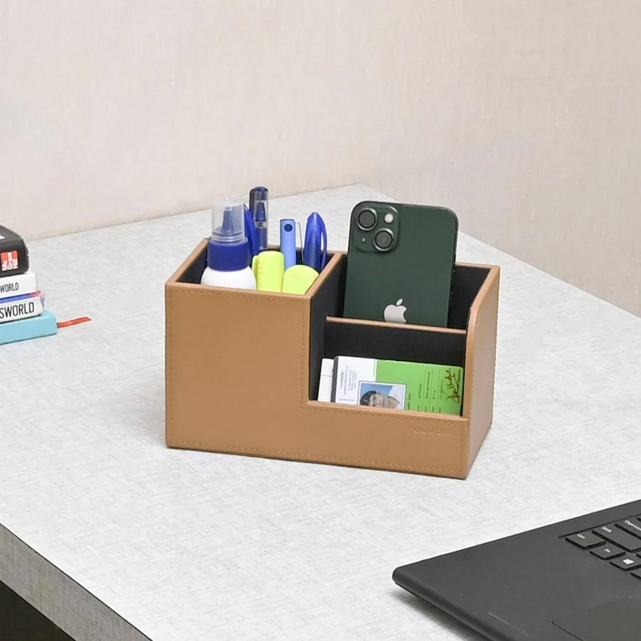 Leather Multi Section Desk Organizer