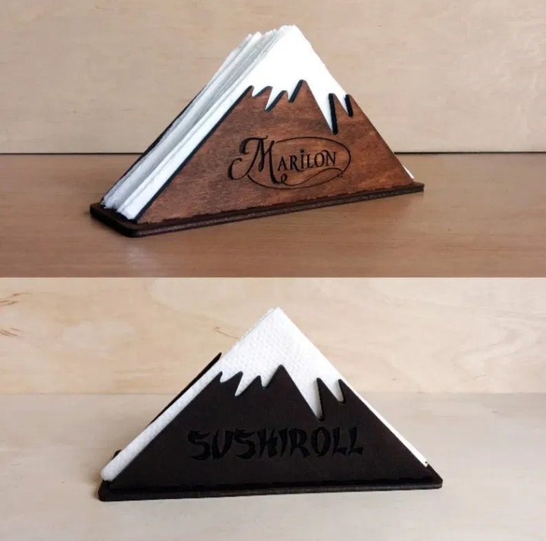 Mountain Design Wooden Napkin Holder