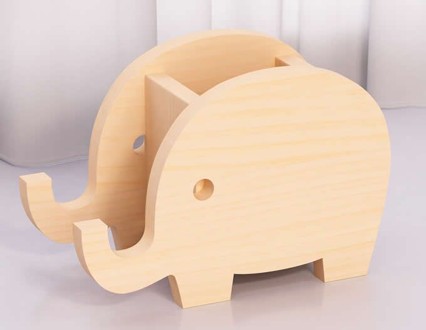 Elephant Shape Wooden Desk Organizer