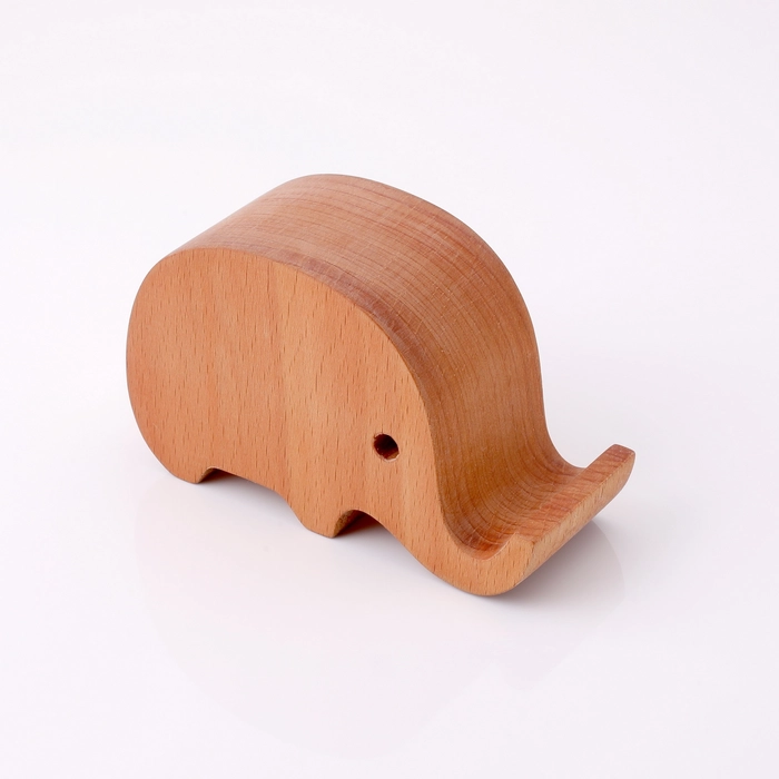 Minimal Wooden Elephant Phone Stand