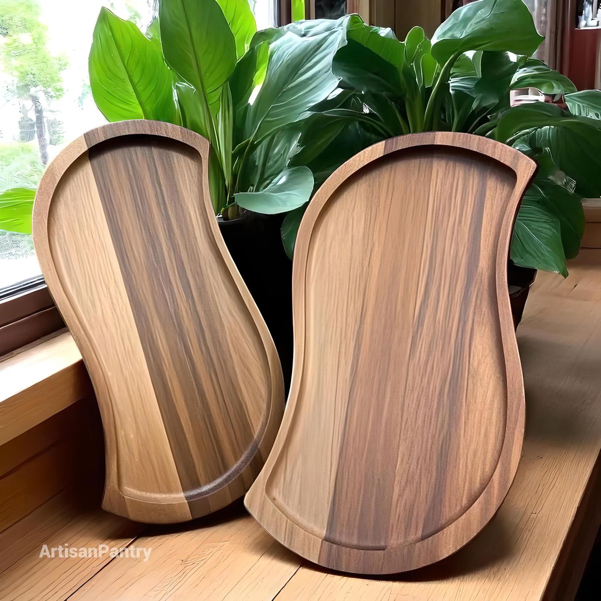 Hourglass Curved Walnut Serving Tray